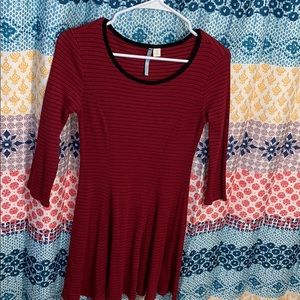Red and black striped dress